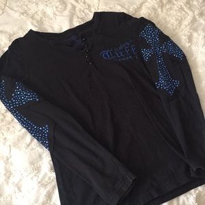 Cowgirl tuff rhinestone cross long sleeve